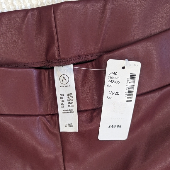 Addition Elle║Burgundy Pleather Leggings║Size 18/20 - Picture 3 of 4